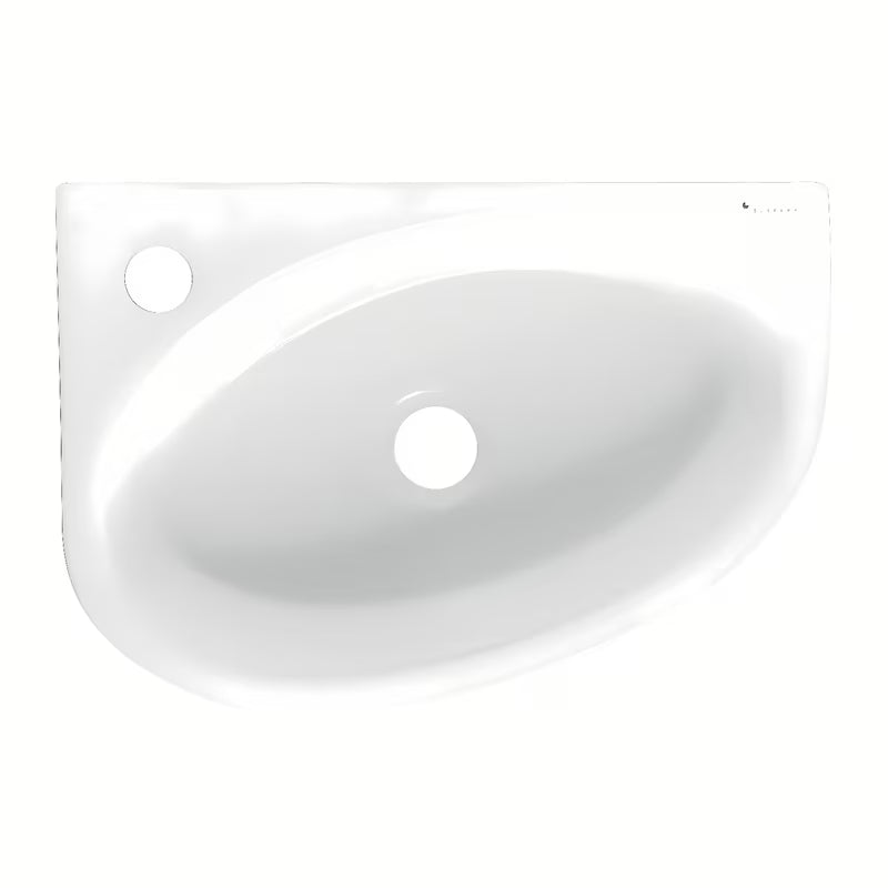 Bijeli keramički kutne mali umivaonik Glacera Bigio 42x29,5 cm s otvorom pro za slavinu lijevo