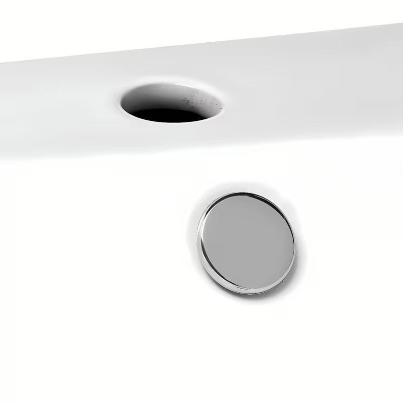 Bijeli keramički četvrtasti mali umivaonik Glacera Bigio s preljevom i otvorom pro za slavinu u sredini