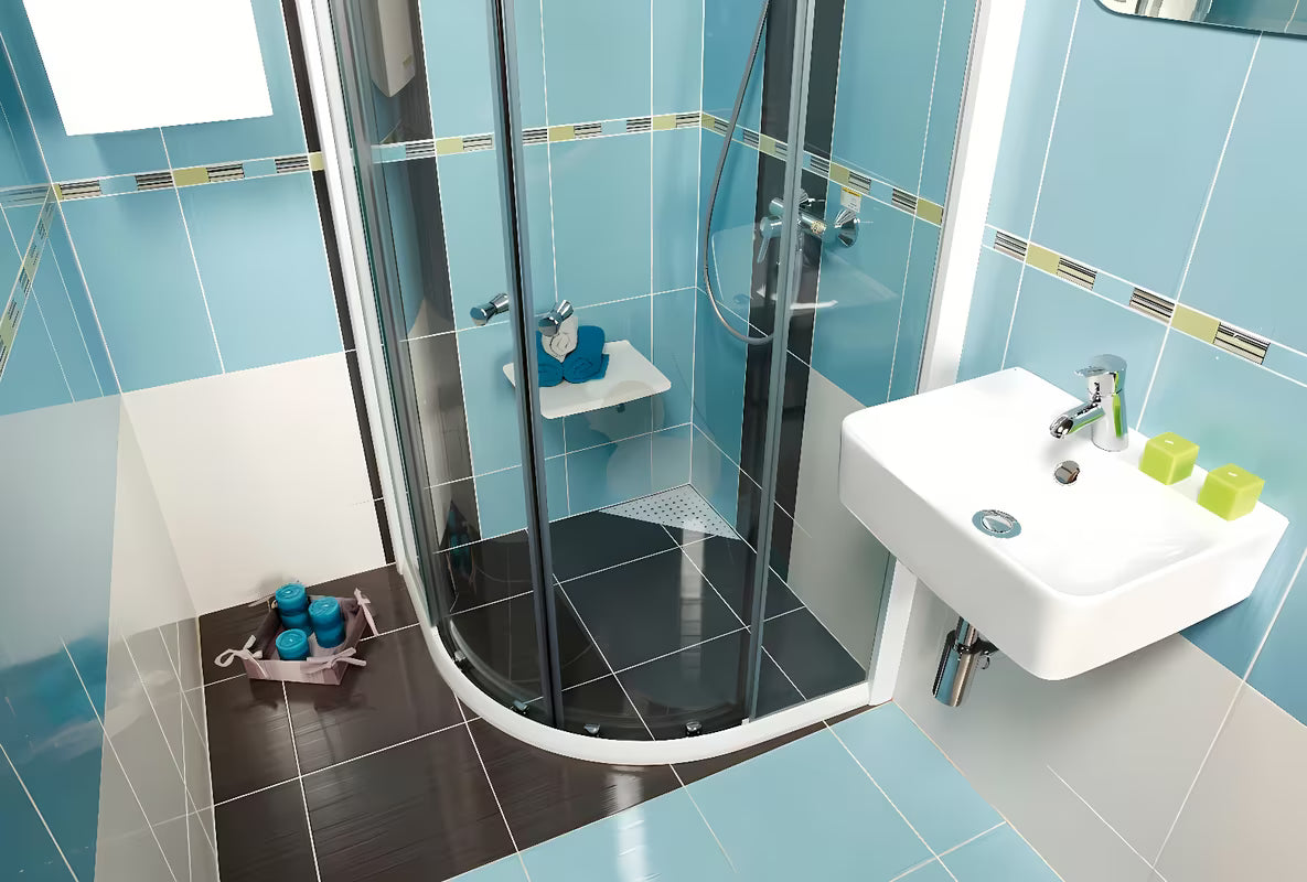 Bijeli keramički četvrtasti mali umivaonik Glacera Bigio s preljevom i otvorom pro za slavinu u sredini