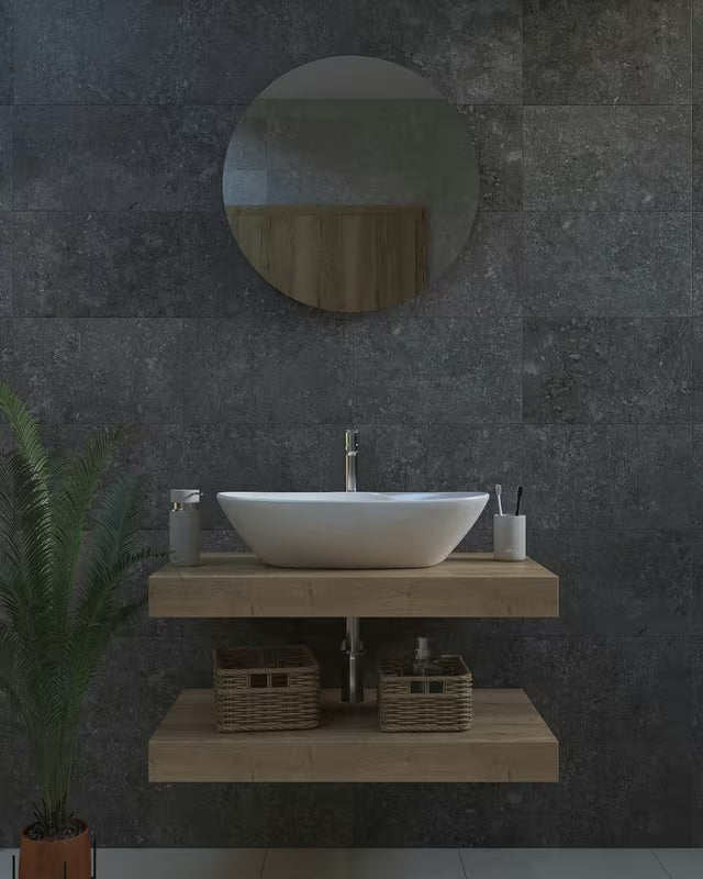 Bijeli keramički umivaonik na ploču Glacera Vallone bez preljeva dimenzija 58,5x38,5 cm.