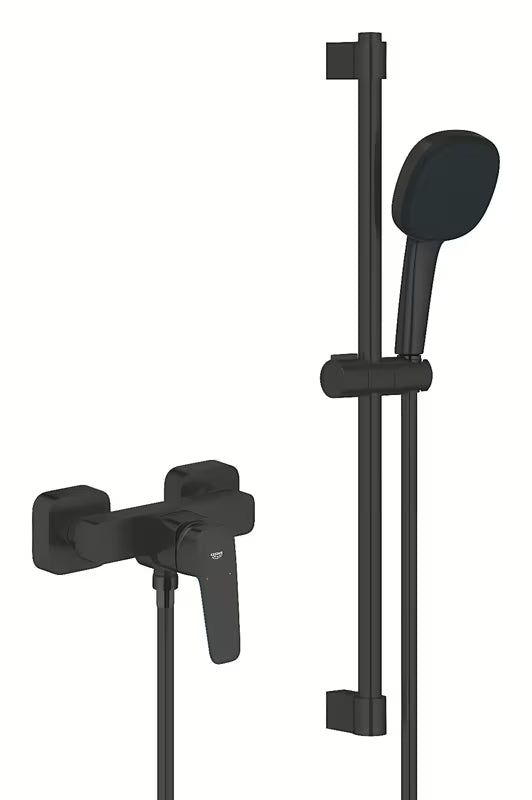 Grohe Cubeo zidna miješalica za tuš u mat crnoj s tuš setom Tempesta Cube 110