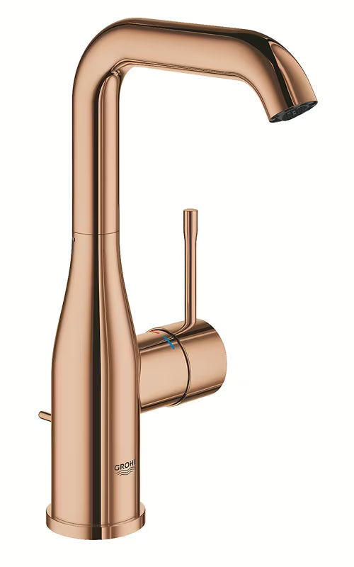Jednoručna Baterija stojeća miješalica za umivaonik Grohe Essence s odvodom u izvedbi warm sunset.