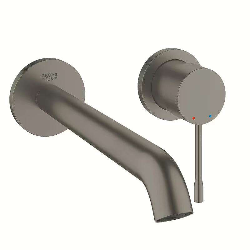 Podžbukna miješalica za umivaonik Grohe Essence New u završnoj obradi Brushed Hard Graphite pro za zidnu montažu.