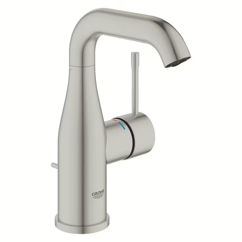 Umivaonička jednoručna baterija slavina Grohe Essence New s odvodom u izvedbi supersteel.
