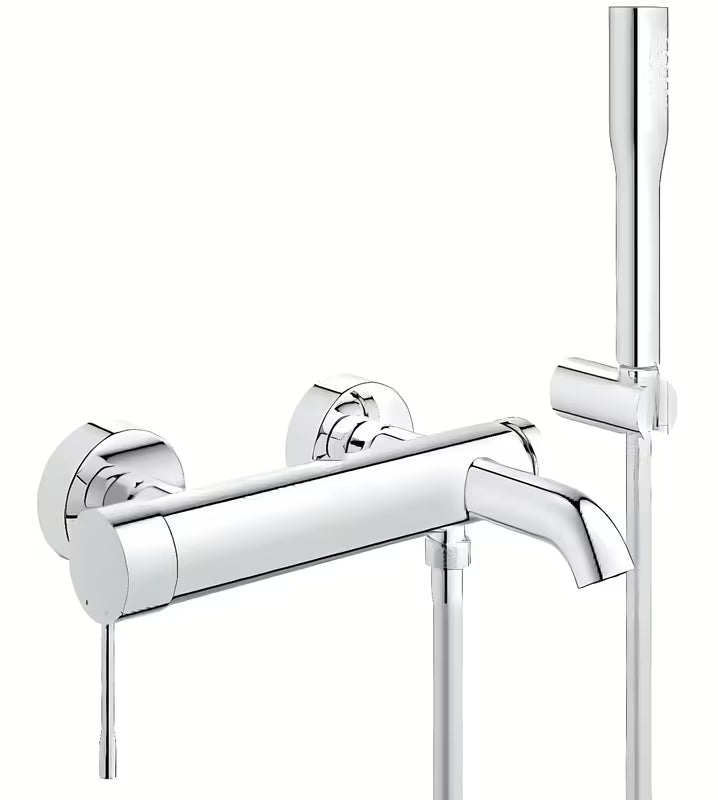 Kromirana zidna miješalica za kadu Grohe Essence New s tuš setom
