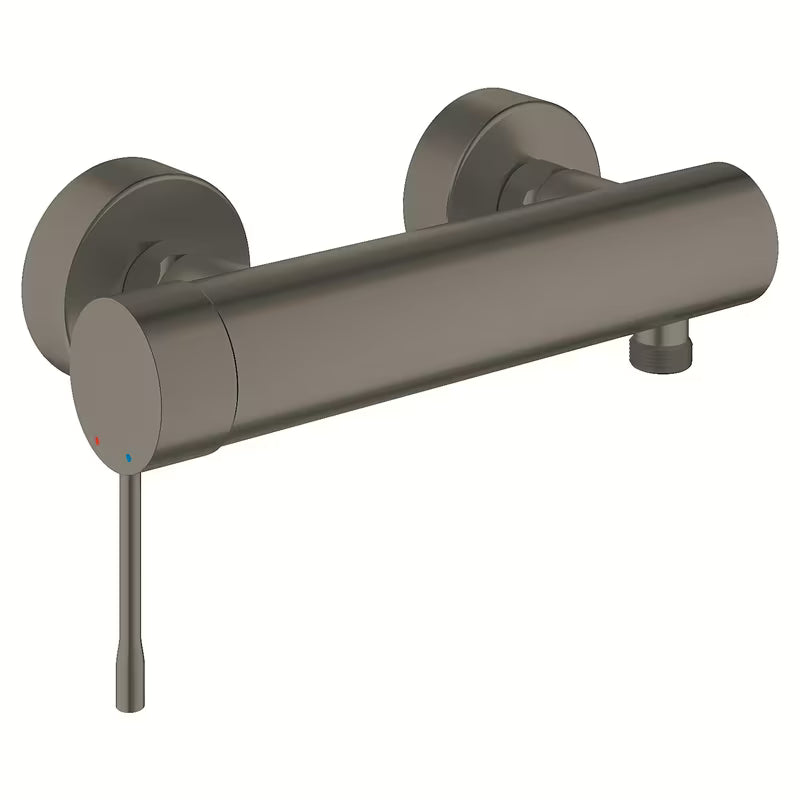 Zidna jednoručna baterija miješalica za tuš Grohe Essence New u izvedbi brushed hard graphite.
