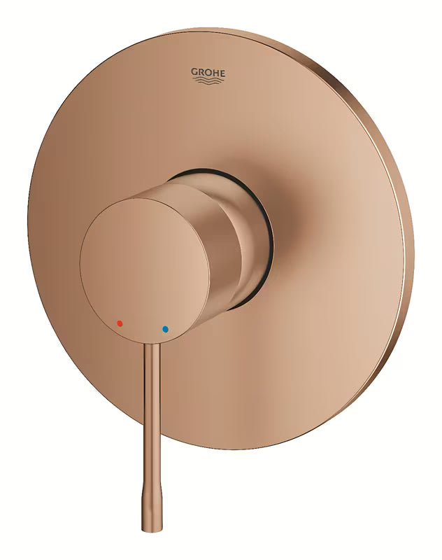Podžbukna jednoručna baterija miješalica za tuš Grohe Essence New u izvedbi brushed warm sunset s metalnom pločom
