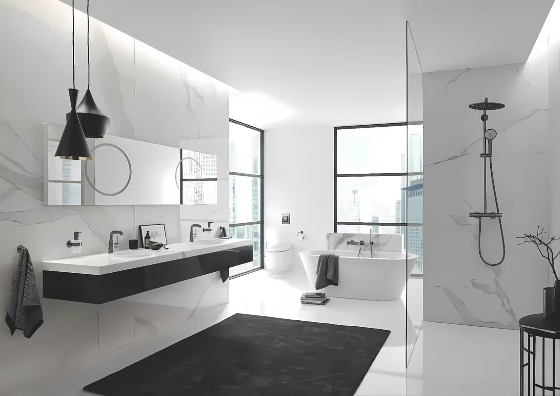Miješalica za umivaonik jednoručna baterija Grohe Essence New s odvodom u završnoj obradi brushed hard graphite.