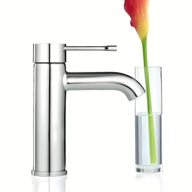 Kromirana jednoručna baterija miješalica za umivaonik Grohe Essence New s glatkim tijelom i zakrivljenim izljevom