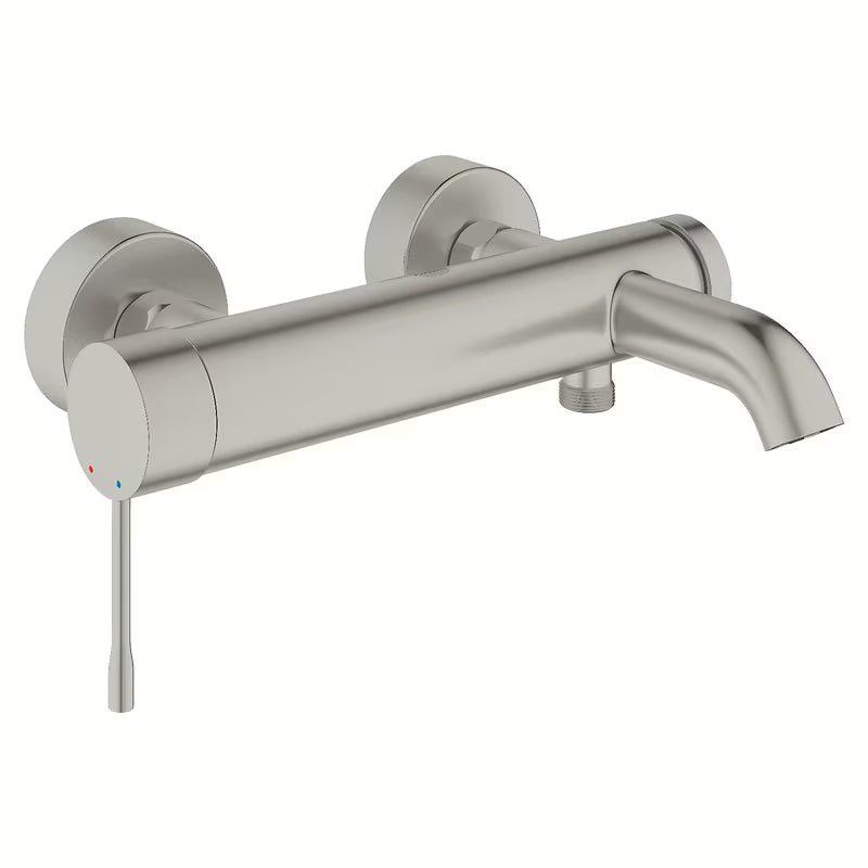 Zidna miješalica za kadu Grohe Essence New u mat izvedbi supersteel s preklopnikom kada/tuš