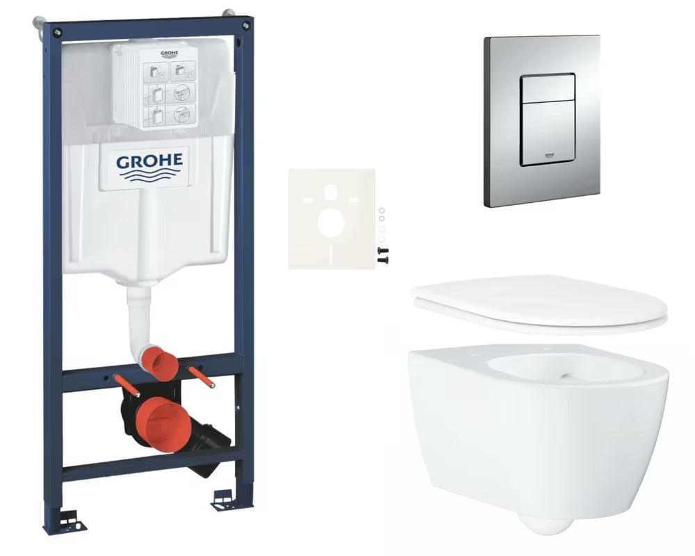 Viseći WC set Grohe Essence s instalacijskim modulom Rapid SL, tipkom Even i rimless keramikom