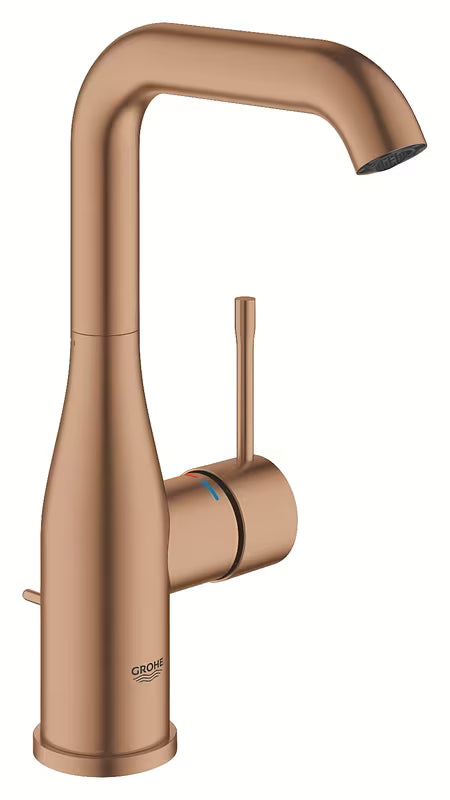 Jednoručna Baterija stojeća miješalica za umivaonik Grohe Essence s odvodom u mat boji warm sunset.