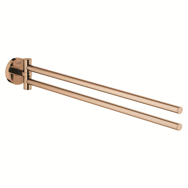 Držač ručnika Grohe Essentials u izvedbi warm sunset s dva okretna kraka i skrivenim pričvršćenjem.