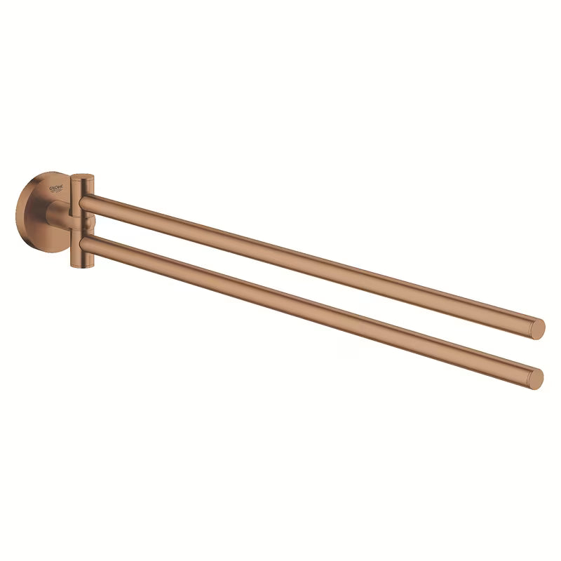 Držač ručnika Grohe Essentials s dva okretna kraka u završnoj obradi Brushed Warm Sunset.