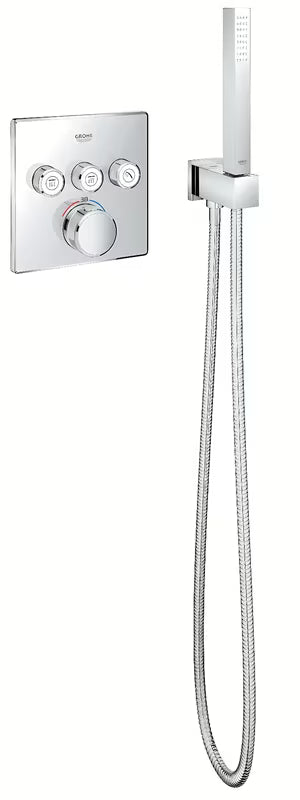 Kromirani podžbukni priključak Grohe Euphoria Cube s držačem tuša četvrtastog dizajna