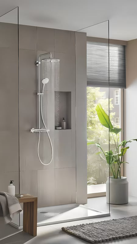 Kromirani tuš sustav Grohe Euphoria System s termostatskom miješalicom, s nadglavnim i ručnim tušem