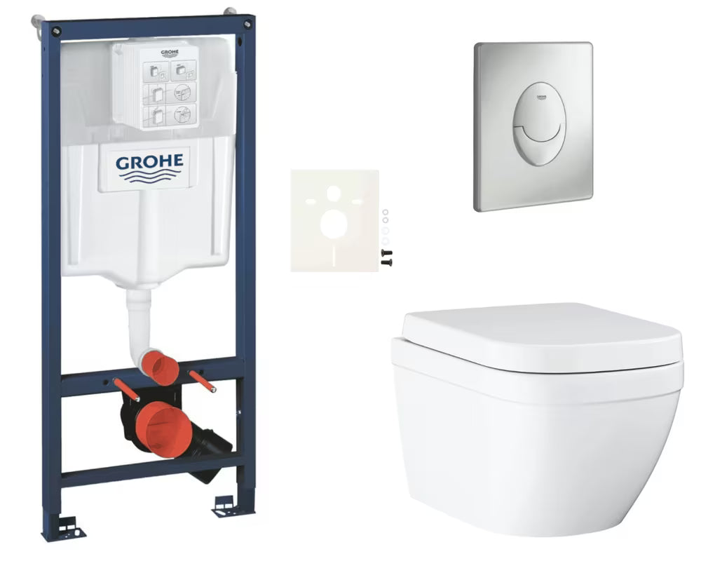 Viseći WC set Grohe Euro Ceramic s instalacijskim modulom Rapid SL, tipkom Skate Air i sjedalom soft Close