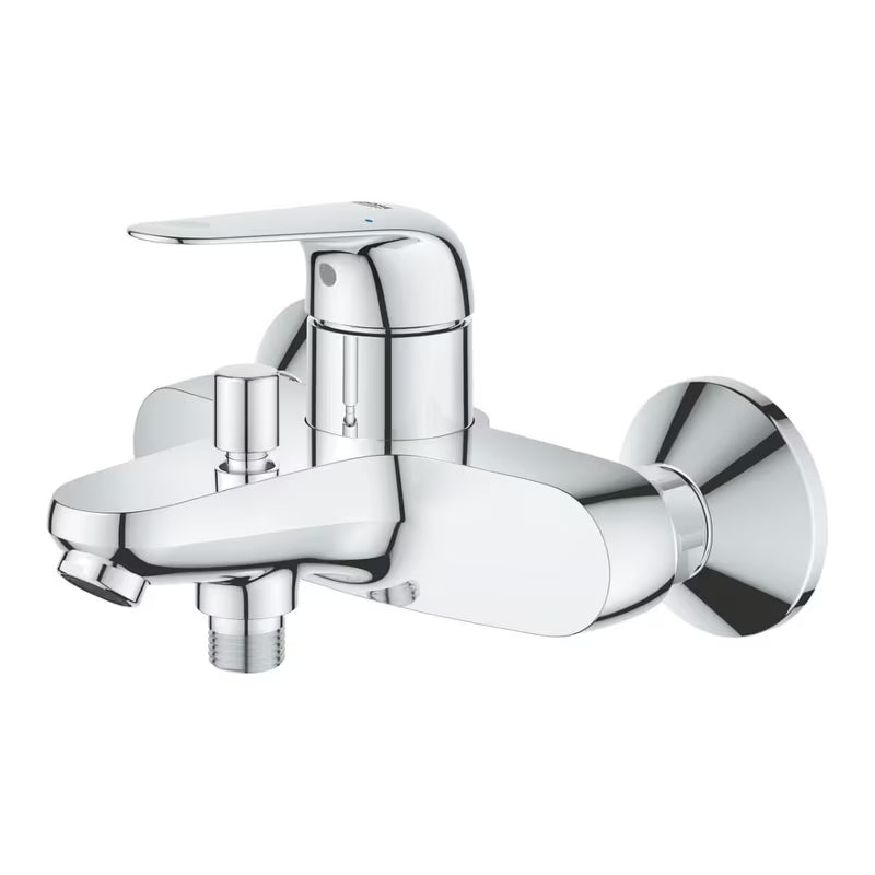 Kromirana zidna miješalica za kadu Grohe Euroeco s ručicom i preklopnikom kada/tuš