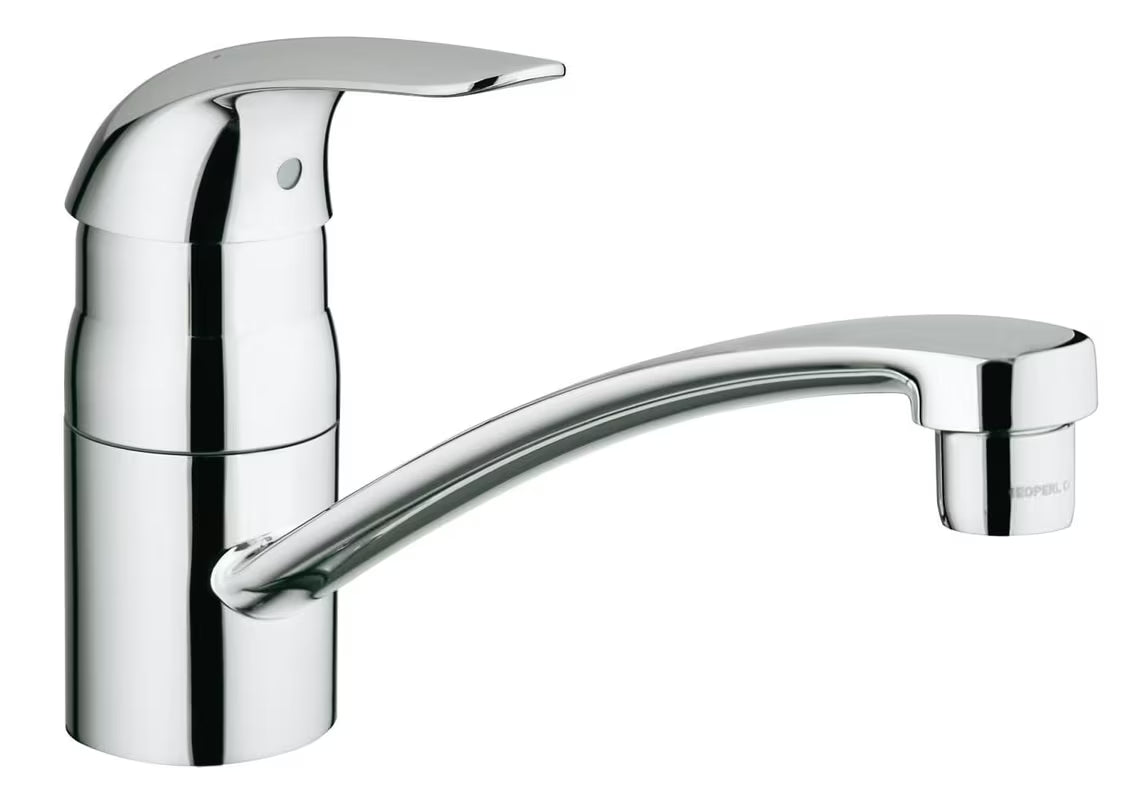Kromirana jednoručna baterija miješalica za sudoper Grohe Euroeco sa zakretnim izljevom u zaobljenom dizajnu