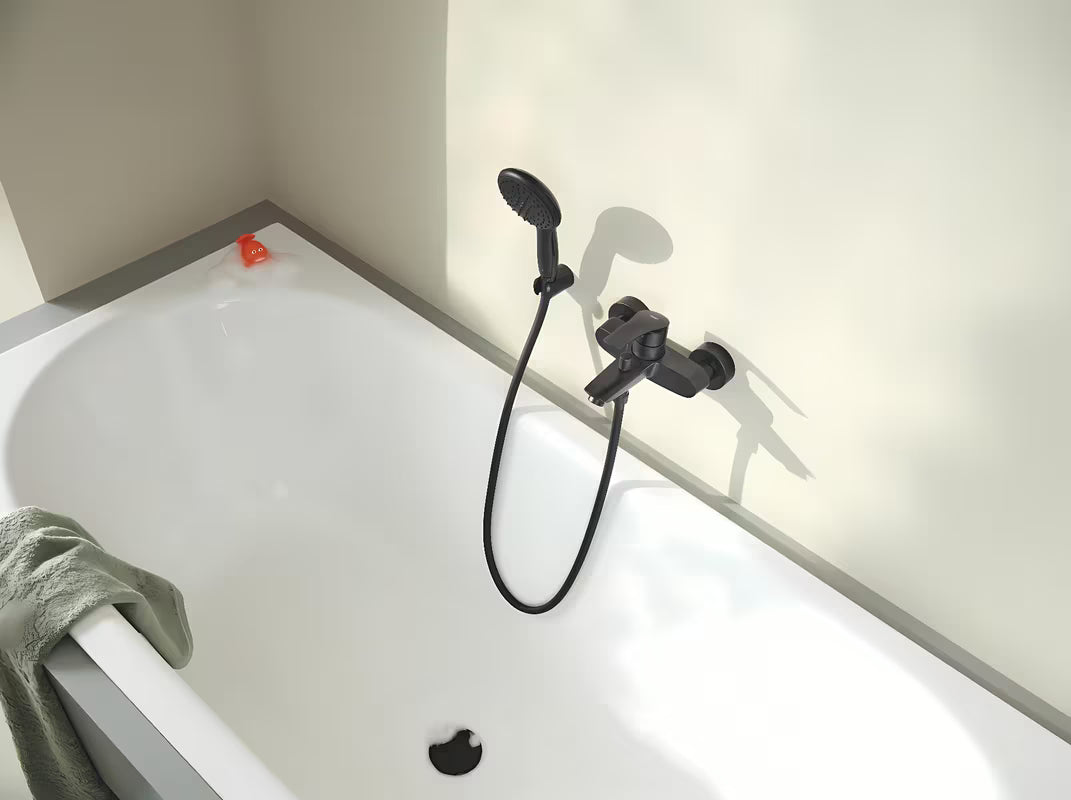 Grohe Eurosmart jednoručna baterija zidna miješalica za kadu u mat crnoj izvedbi s preklopnikom kada/tuš