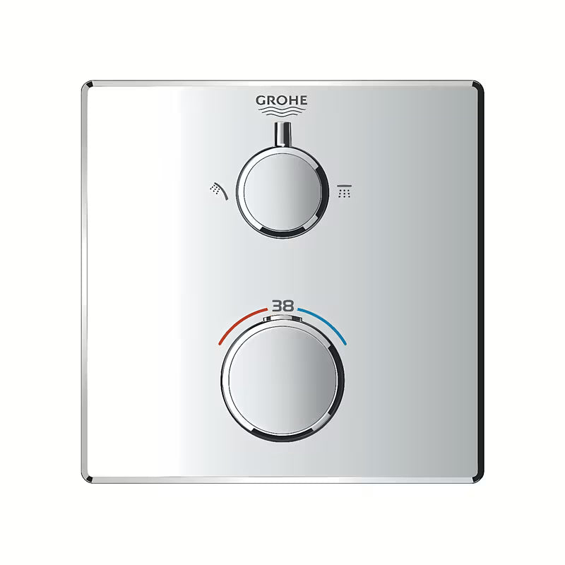 Kromirana podžbukna termostatska miješalica za tuš Grohe Grohtherm pro za upravljanje nadglavnim i ručnim tuševi.