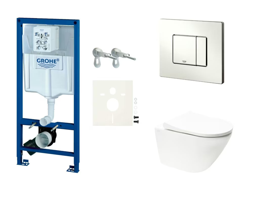 Viseći WC set Vitra Integra s modulom Grohe Rapid SL, vodokotlićem, tipkom i WC školjke sjedalom