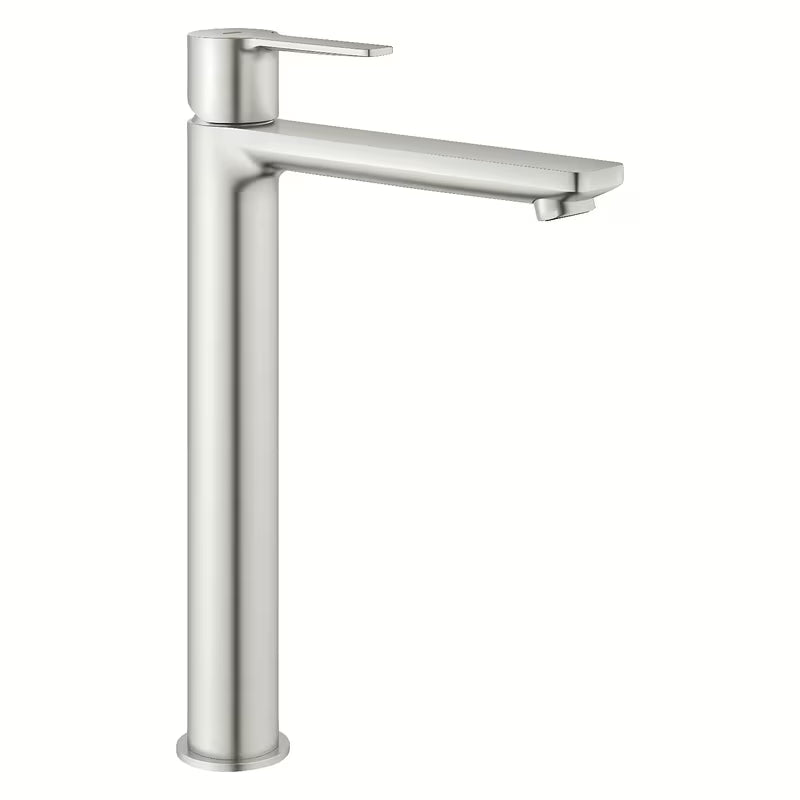 Visoka jednoručna baterija miješalica za umivaonik Grohe Lineare u izvedbi supersteel pro samostojeći umivaonik