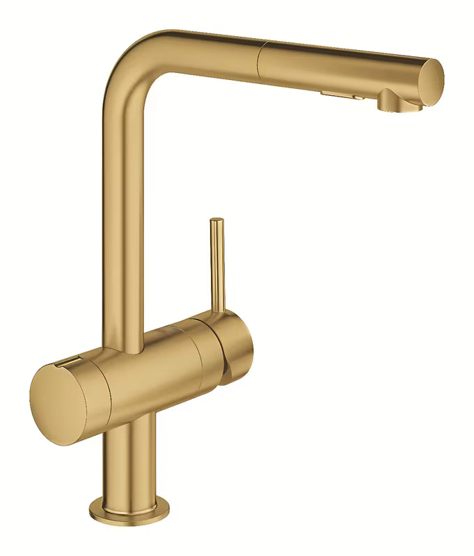 Grohe Minta jednoručna baterija miješalica za sudoper s izvlačnim dualnim tušem u izvedbi cool sunrise brushed.