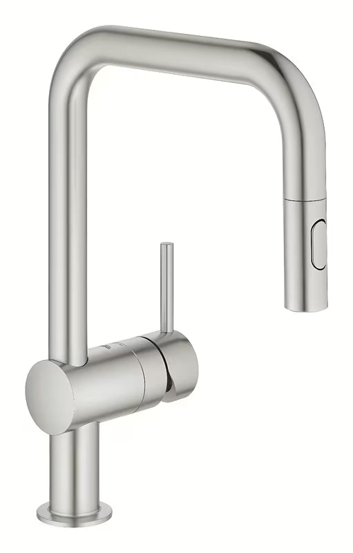Miješalica za Sudoper Grohe Minta supersteel s visokim zakretnim izljevom i izvlačnim tušem