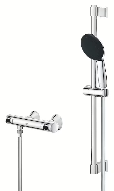 Grohe Precision Flow termostatska miješalica za tuš u krom izvedbi s tuš setom i šipkom