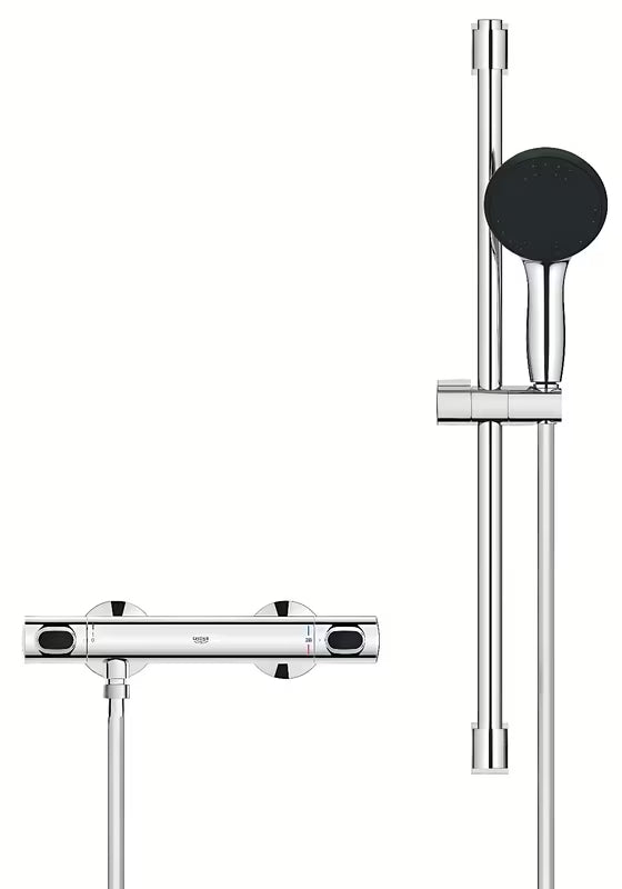 Grohe Precision Flow termostatska miješalica za tuš u krom izvedbi s tuš setom i šipkom