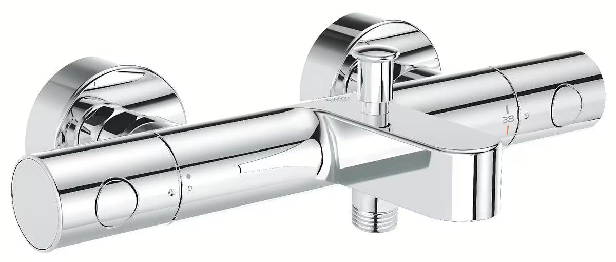 Termostatska zidna miješalica za kadu Grohe Precision Get u krom izvedbi s donjim izlazom za tuš.