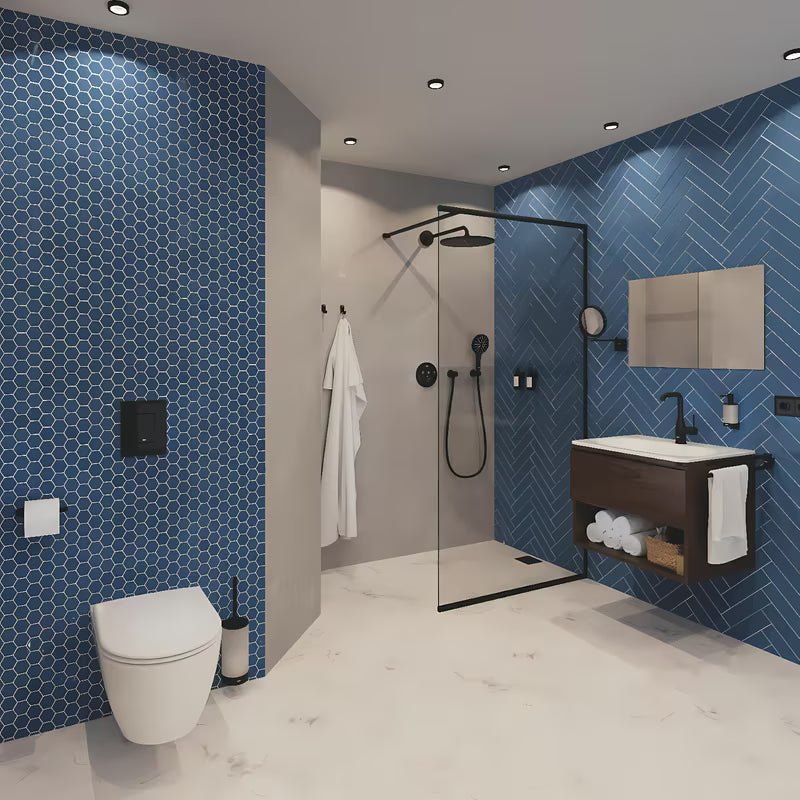 Fiksni nosač ručnog tuša Grohe Rainshower neutral s okruglom rozetom u boji phantom black.