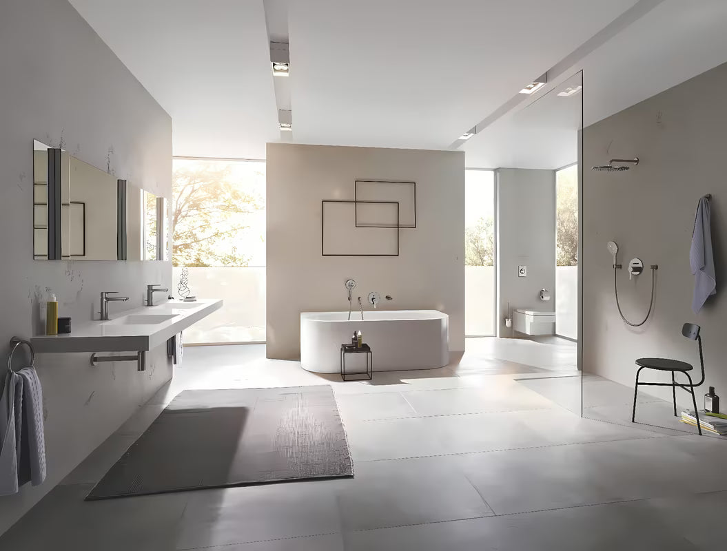 Ručni tuš Grohe Rainshower 130 SmartActive u završnoj obradi brušeni Hard Graphite s tri vrste mlaza.