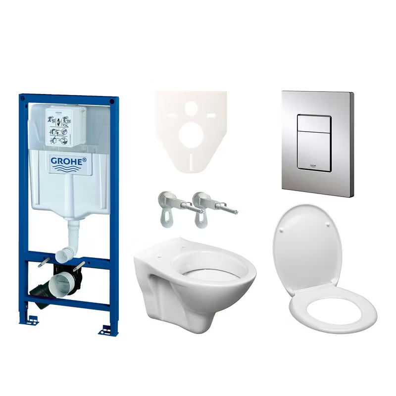 Viseći WC set S-Line Pro s modulom Grohe Rapid SL, vodokotlićem, tipkom i WC školjke daskom