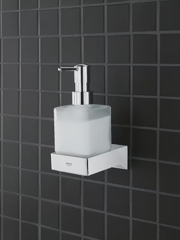 Kromirani dozator tekućeg sapuna Grohe Selection Cube bez držača sa staklenom posudom