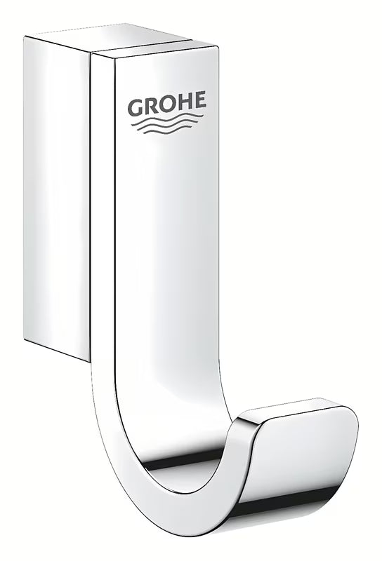 Kromirani kukica za ogrtač Grohe Selection sa skrivenim pričvršćenjem i izdržljivom površinom Grohe StarLight.