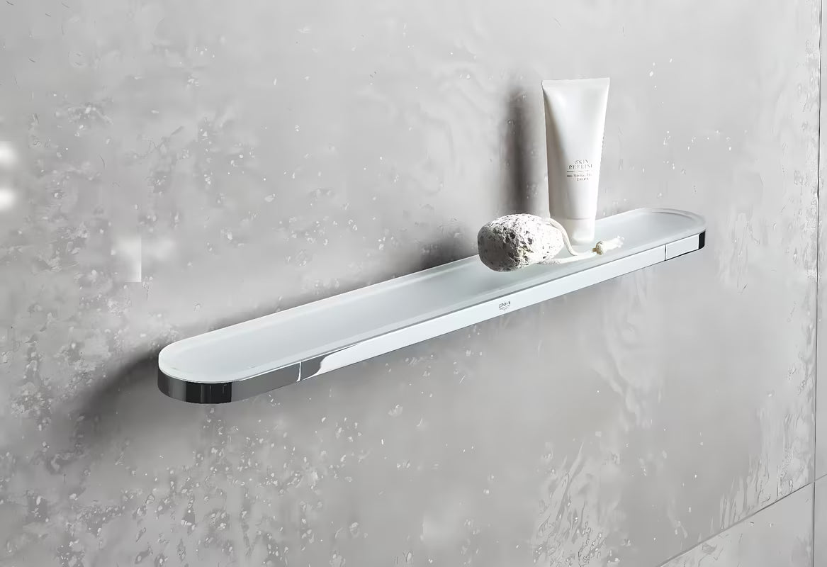 Staklena kupaonska polica Grohe Selection u kromiranoj izvedbi pro za odlaganje kozmetike