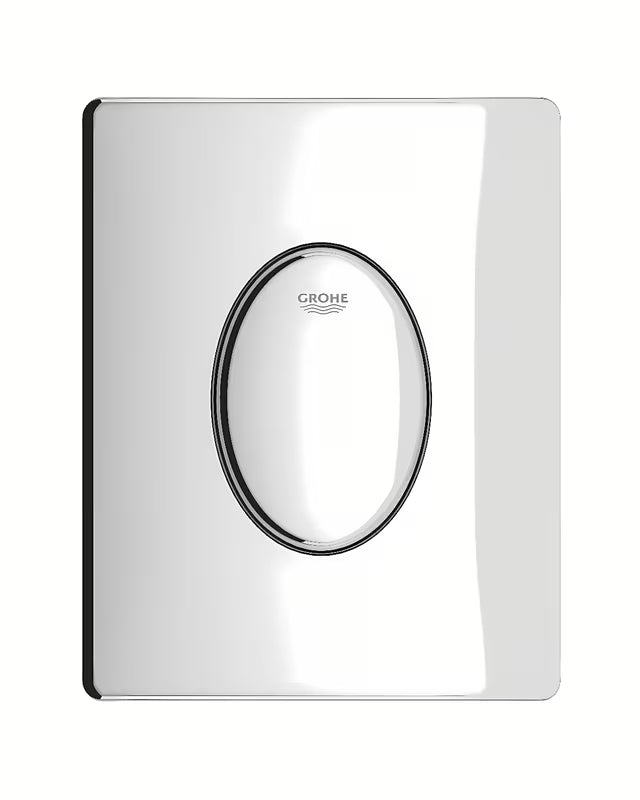 Kromirana tipka za aktiviranje Grohe Skate Air pro za jednokoličinsko ispiranje i vertikalnu ugradnju.