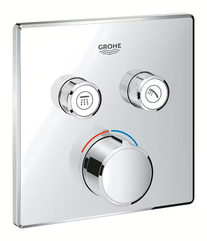 Podžbukna miješalica za tuš Grohe Smart Control u krom izvedbi s upravljanjem smartcontrol i dva izlaza.
