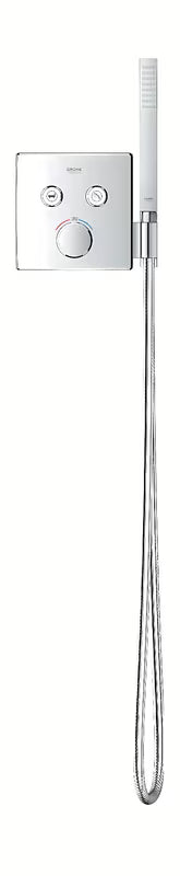 Podžbukna termostatska miješalica za tuš Grohe Grohtherm smartcontrol u kromiranom četvrtastom dizajnu.