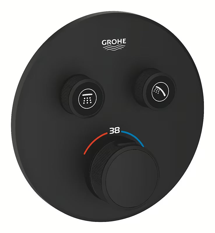 Podžbukna miješalica za tuš Grohe smartcontrol u izvedbi phantom black s upravljanjem na tipku