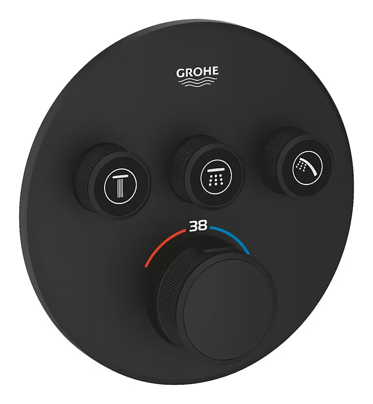 Podžbukna miješalica za tuš Grohe smartcontrol u izvedbi phantom black s upravljanjem na tipku