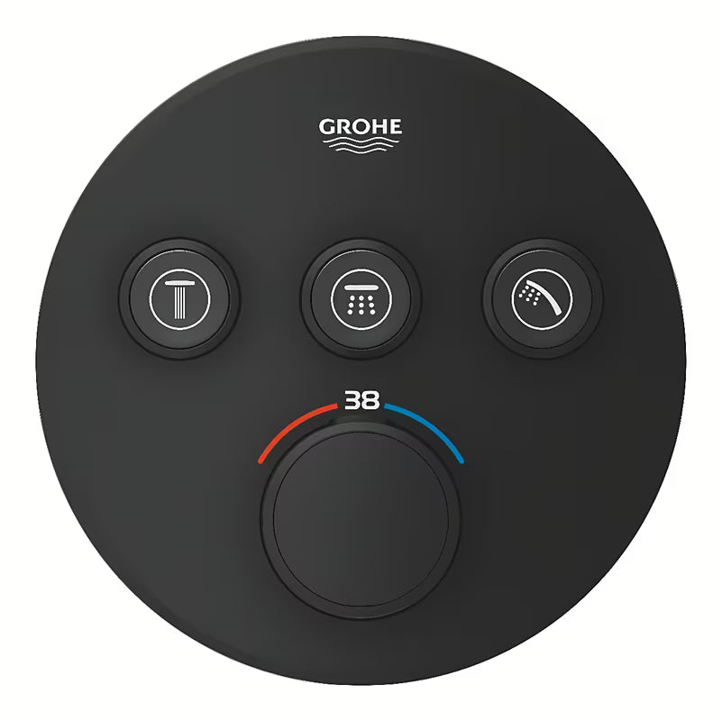 Podžbukna miješalica za tuš Grohe smartcontrol u izvedbi phantom black s upravljanjem na tipku