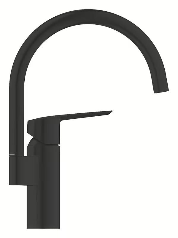 Grohe Start jednoručna baterija miješalica za sudoper s visokim zakretnim izljevom u mat crnoj boji