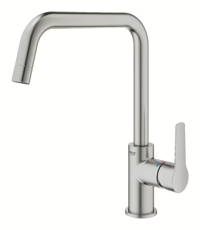Jednoručna Baterija miješalica za sudoper Grohe Start s visokim zakretnim U izljevom u završnoj obradi supersteel