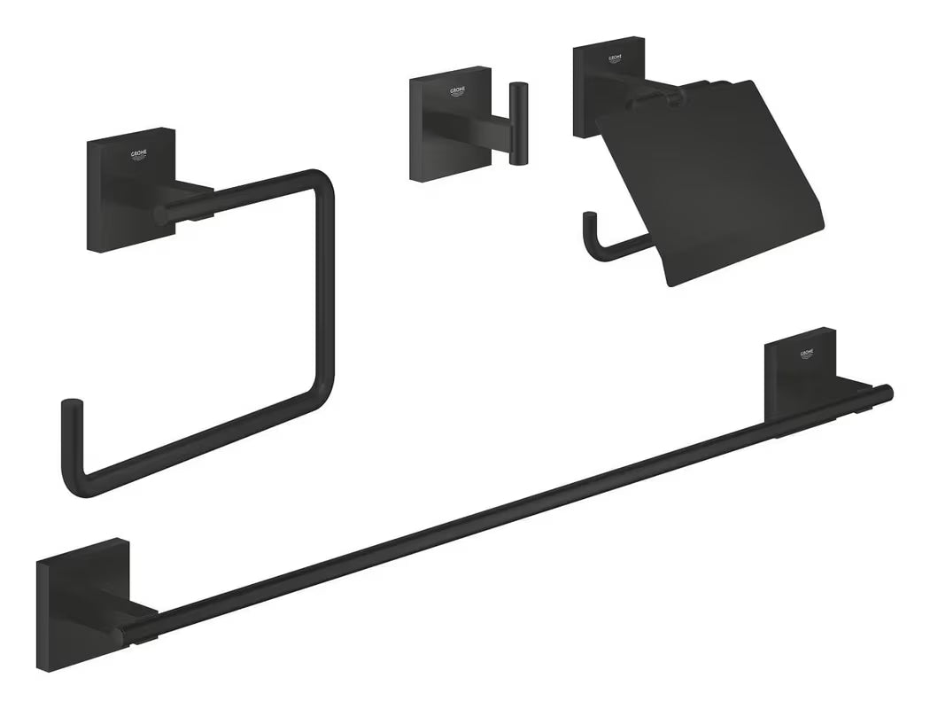Grohe Start Cube set kupaonskih dodataka u mat crnoj boji sa skrivenim pričvršćenjem