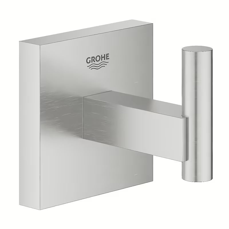 Metalni kupaonski kukica Grohe Start Cube Accessories u izvedbi supersteel sa skrivenim pričvršćenjem