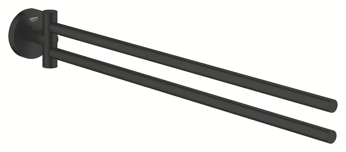 Grohe Start držač ručnika u mat crnoj boji s dvije okretne šipke i skrivenim pričvršćenjem