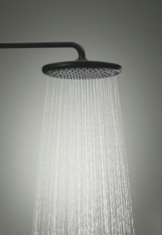 Mat crni tuš sustav Grohe Vitalio Start System s nadglavnim i ručnim tušem te termostatskom miješalicom za kadu